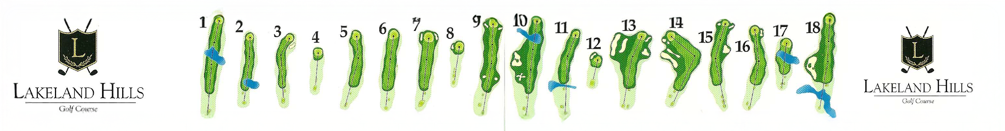 Lakeland Hills 18‑hole routing map